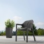 Lechuza Essstuhl in Granit-Optik, Gartenstuhl mit Flechtstruktur, stapelbar.