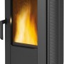 La Nordica Kaminofen Candy, Gusseisen, 7,2 kW, EEK A+, mit brennendem Feuer im Brennraum.