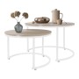 ML-Design Couchtisch 2er Set Sonoma-Eiche, runde Wohnzimmertische mit weißem Metallgestell.