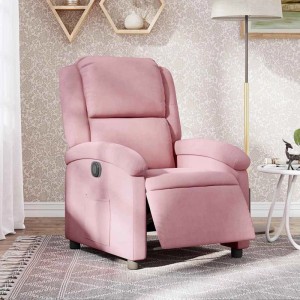 Elektrischer Relaxsessel in Rosa Samt von vidaXL. Loungesessel mit Knopf zur Verstellung.