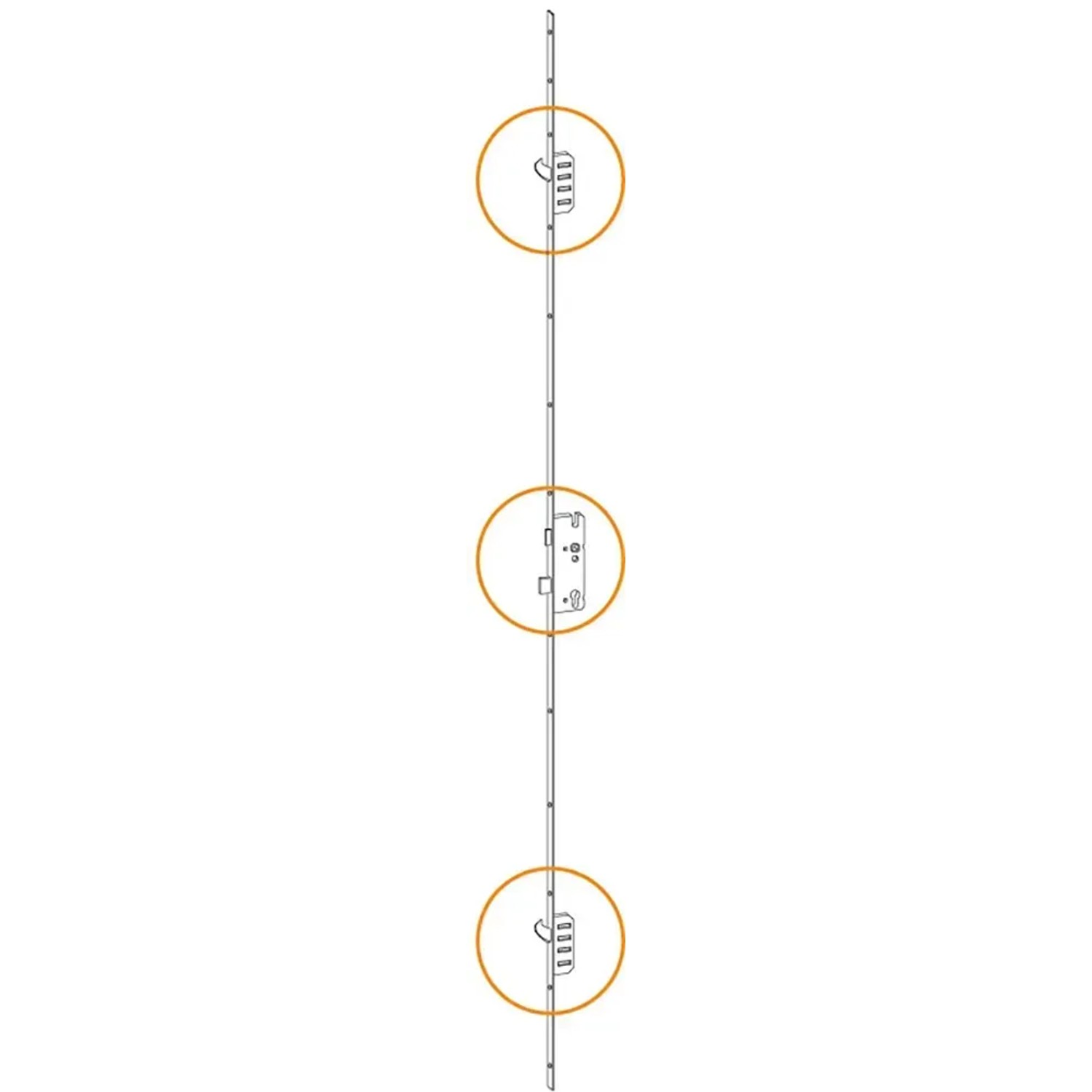 Detailansicht der 3-Punkt-Verriegelung für Stahl-Nebeneingangstür NS1, Anschlag L.
