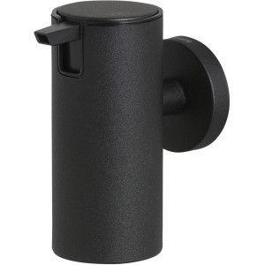 Schwarzer Tiger Seifenspender Boston aus Edelstahl, 10,5x5x9cm, zur Wandmontage.