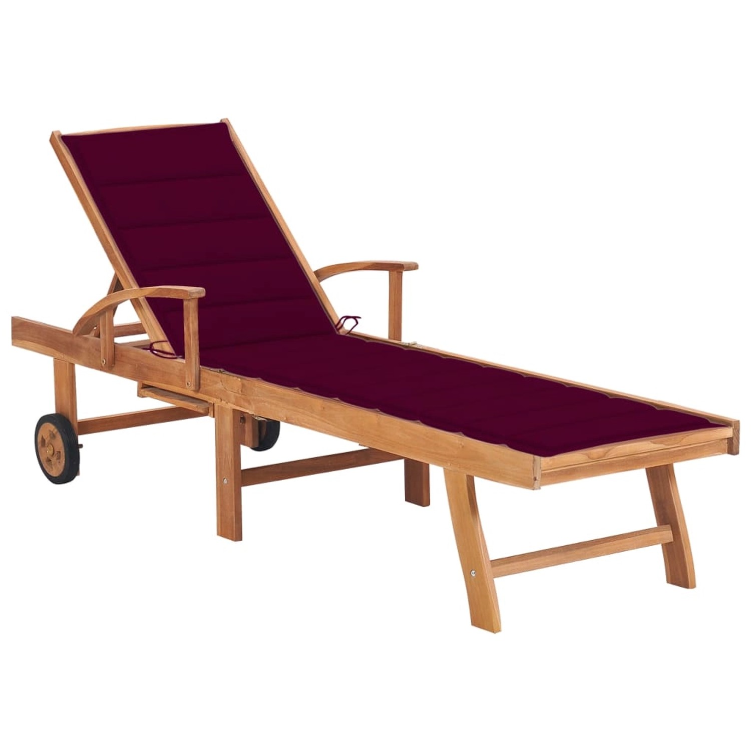 Thumbnail - vidaXL Sonnenliege mit Auflage Weinrot Massivholz Teak
