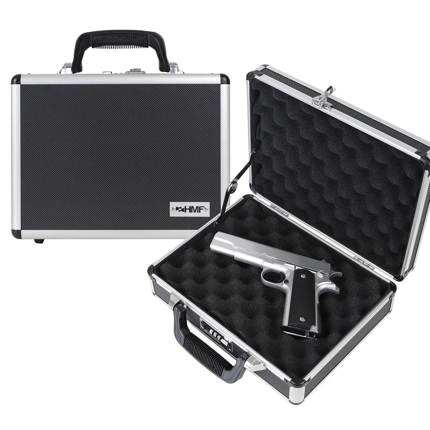 HMF 14401-02 Alu Transportkoffer Zahlenschloss 31 x 26 x 11 cm Schwarz