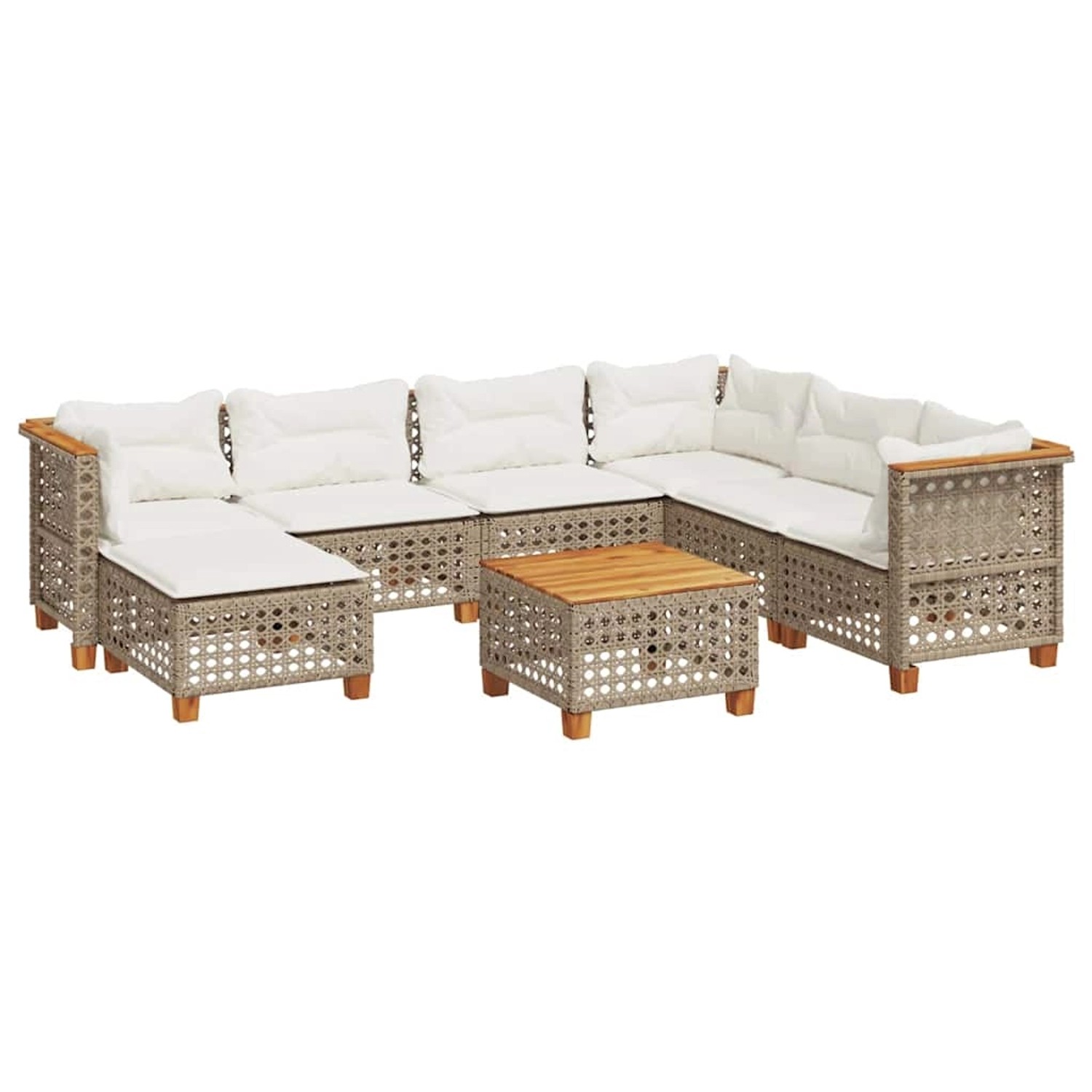 vidaXL 8-Tlg Garten-Sofagarnitur mit Kissen Beige Poly Rattan 3261946 günstig online kaufen