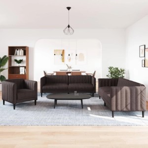 vidaXL 3-Tlg Sofagarnitur Dunkelbraun Stoff 3209232