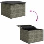 Graues vidaXL Garten-Sofa-Set mit Stauraum, Poly Rattan, 8-teilig, geschlossen und geöffnet dargestellt.
