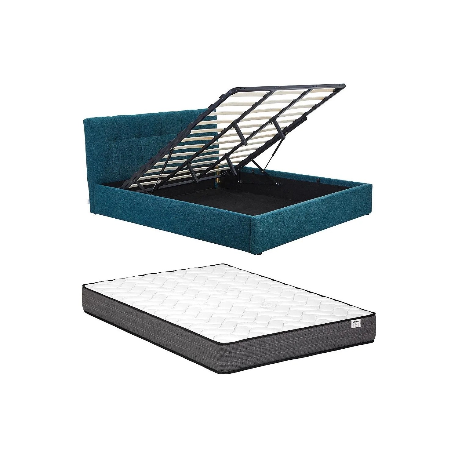 Vente-unique Bett Mit Bettkasten Maziri Blaugrün 196 cm