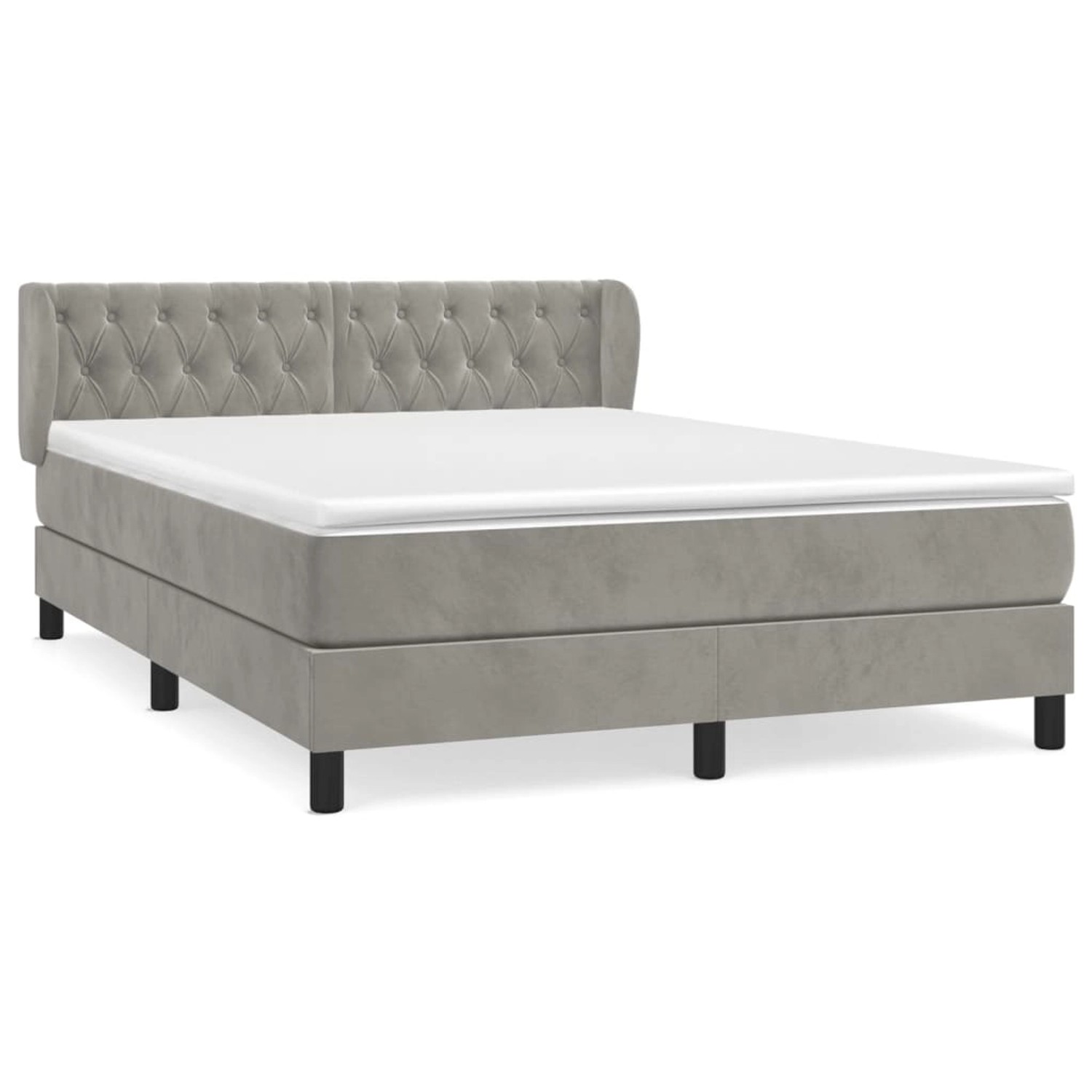 vidaXL Boxspringbett mit Matratze Hellgrau 140x190 cm Samt1466917 günstig online kaufen