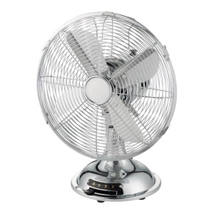 OBI Tischventilator, Ø 30 cm, Chrom, Metall-Ventilator für den Schreibtisch.