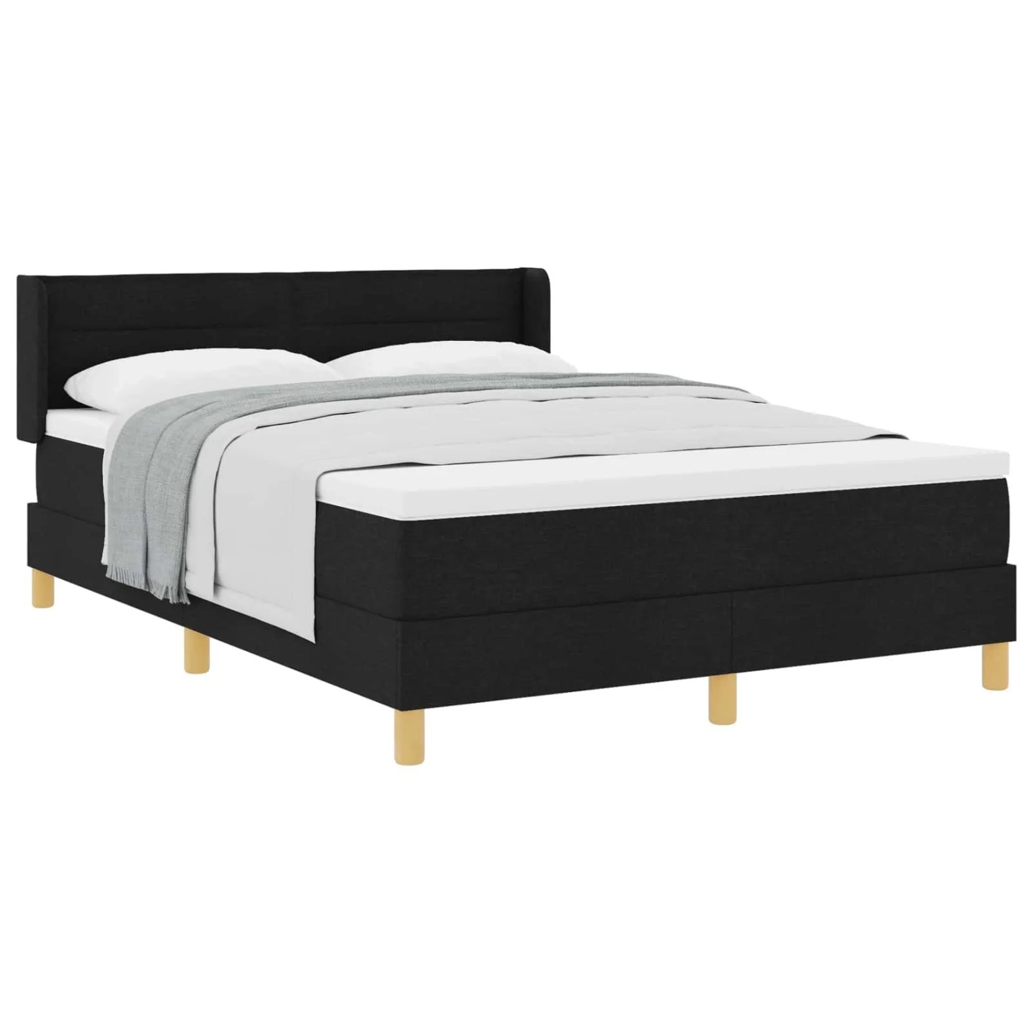 vidaXL Boxspringbett mit Matratze Schwarz 200 x 140 cm Polyester 3341232