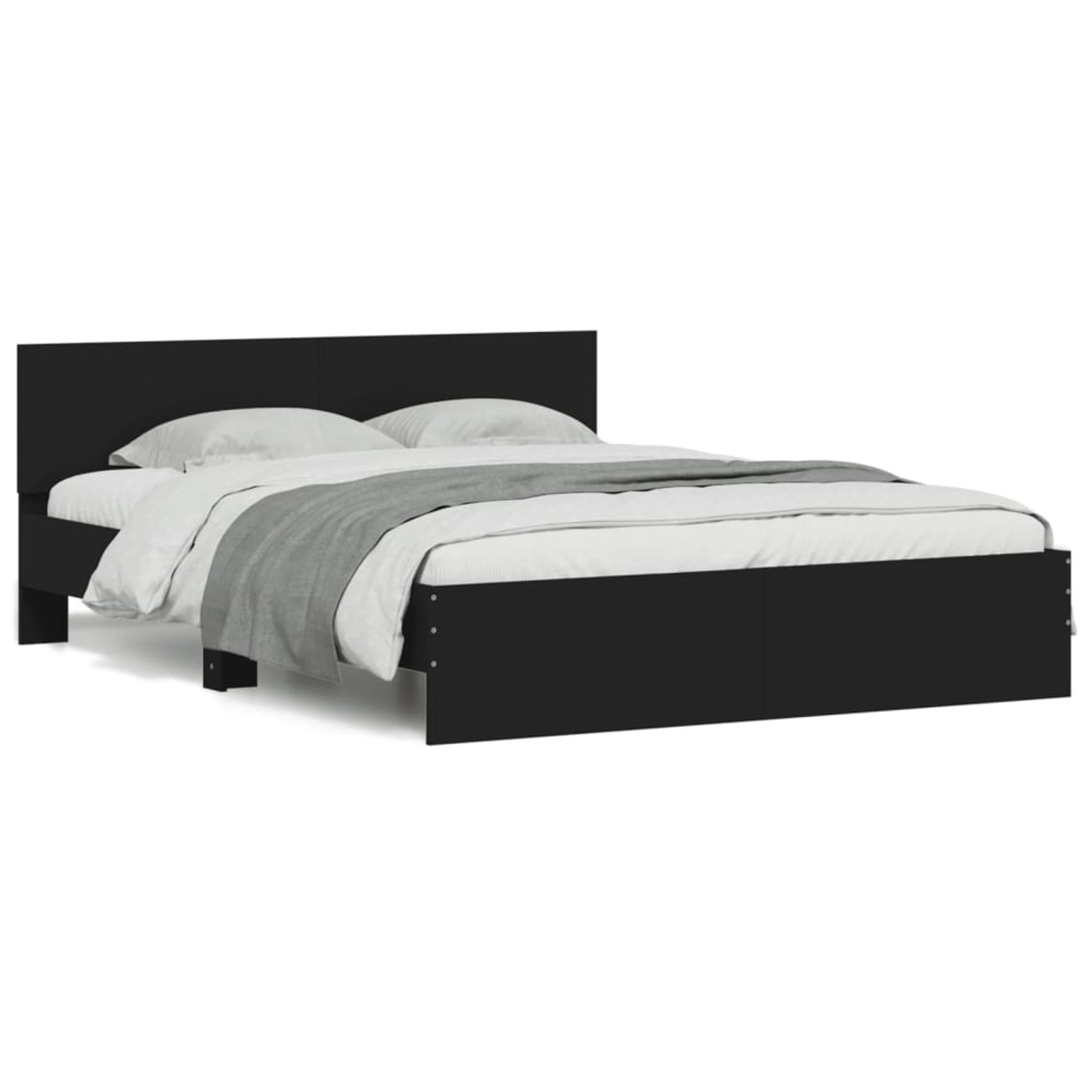 vidaXL Bettgestell mit Kopfteil Schwarz 140x190 cm1938080