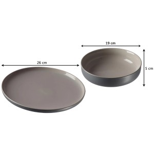 Ritzenhoff & Breker Jasper Tafelservice, 8-teilig, grau: Teller (26cm) und Schale (19cm).