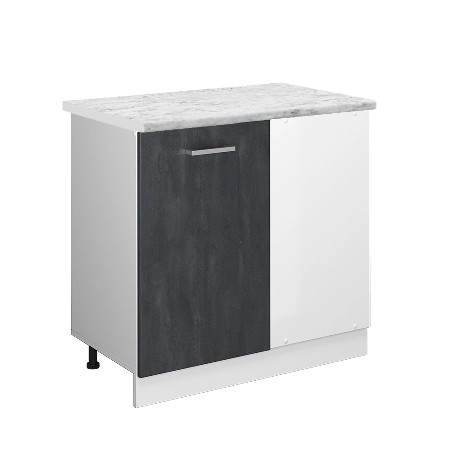Vicco Eckunterschrank R-Line Küchen Eckschrank Schwarz Beton/Weiß 86 cm AP günstig online kaufen