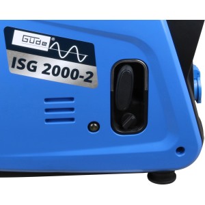Detailansicht des blauen Güde Inverter Stromerzeugers ISG 2000-2 Benzin.