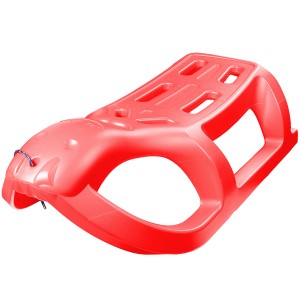 Roter Ondis24 Schlitten Seelöwe mit Metallkufen für Kinder.