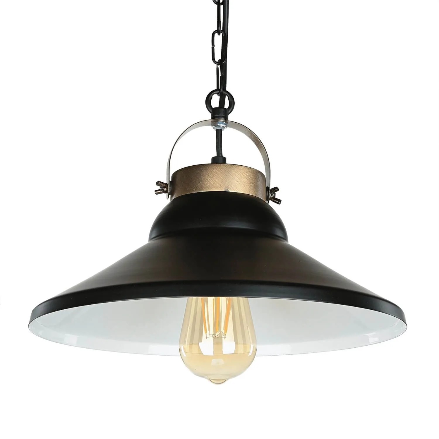 Licht-Erlebnisse Hängeleuchte Metall In Schwarz Altmessing Ø 31 cm Industriedesign