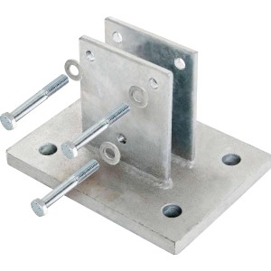 Bellissa Schraubflansch, 15x20x13,5cm, feuerverzinkt, zur Gabionen-Befestigung mit Schrauben, Unterlegscheiben und Muttern.