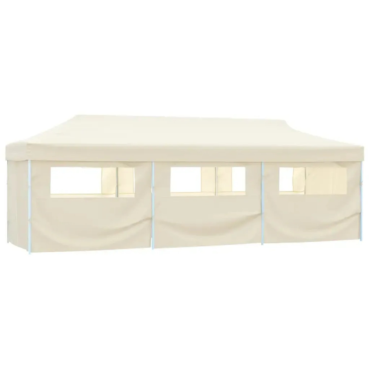 Cremefarbenes vidaXL Faltzelt 3x9m mit Seitenwänden für Partys und Events.