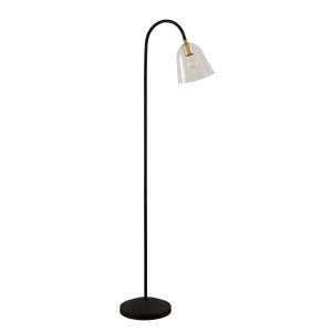 Lucande Stehlampe Anjita 9639233 Retro Vintage Antik in Schwarz aus Glas 1-flammig E27 Wohnzimmerleuchte