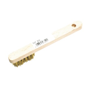 LUX Zündkerzenbürste Classic, 14,5 cm, mit Messingdraht und Holzgriff.