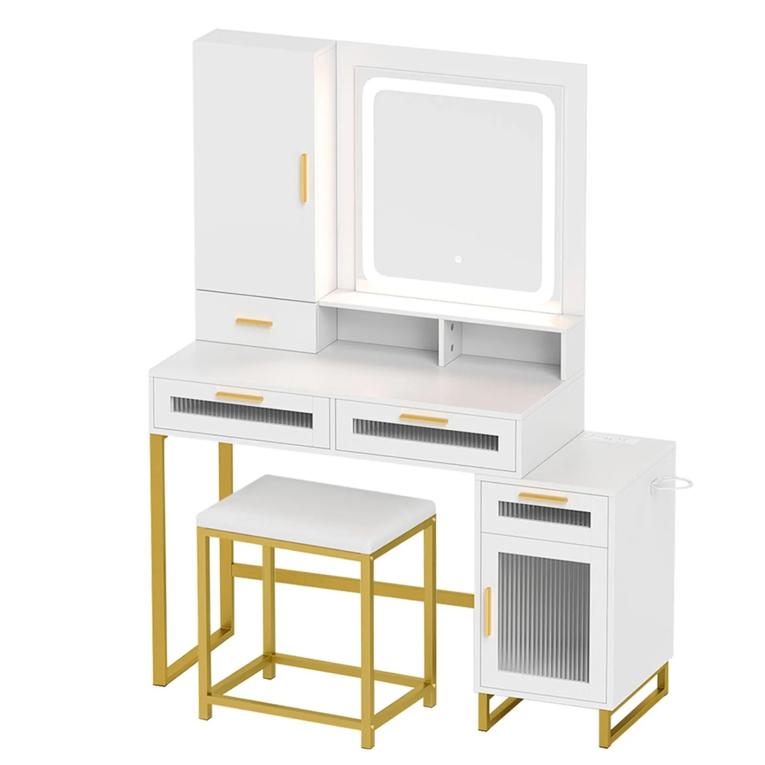 Costway Schminktisch mit Ladestation Offenen Fächern Weiß günstig online kaufen