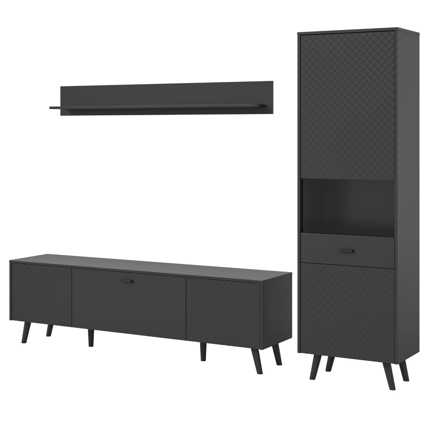 Inn.Furn Wohnwand in Grau Matt 258 cm Madea günstig online kaufen