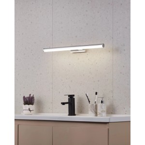 Moderne LED-Spiegelleuchte Vadumi, 60 cm, Chrom/Weiß, für Badezimmer.
