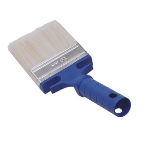 Knauf Finishpinsel für Putz mit blauem Griff und hellem Borstenkopf.