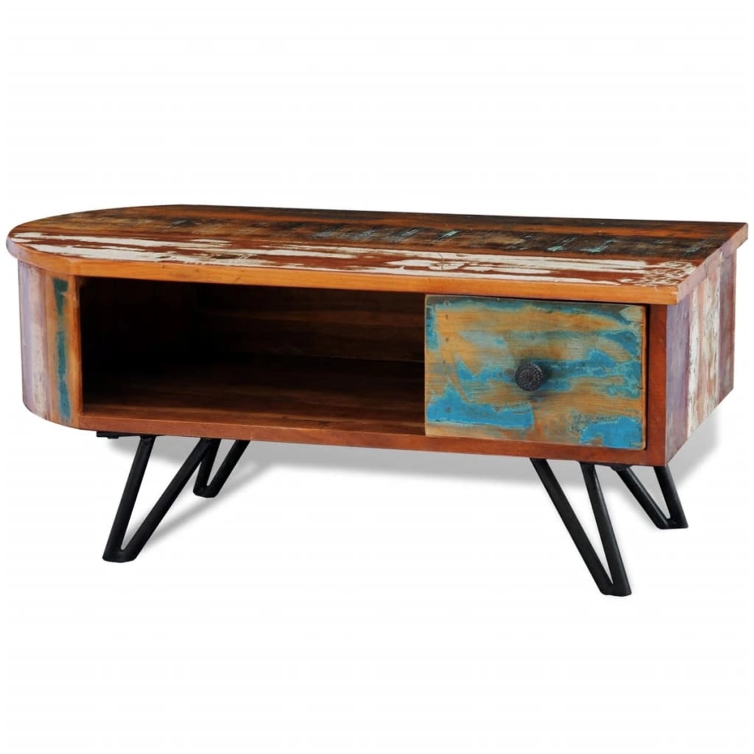 vidaXL Couchtisch mit Eisenbeinen Altholz Massiv 241642 günstig online kaufen