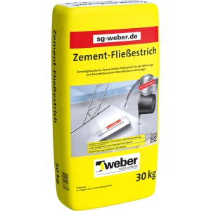 Sack Weber Zement-Fließestrich, 30 kg, gelb. Estrichmörtel für planebene Oberflächen, geeignet für Fußbodenheizung.