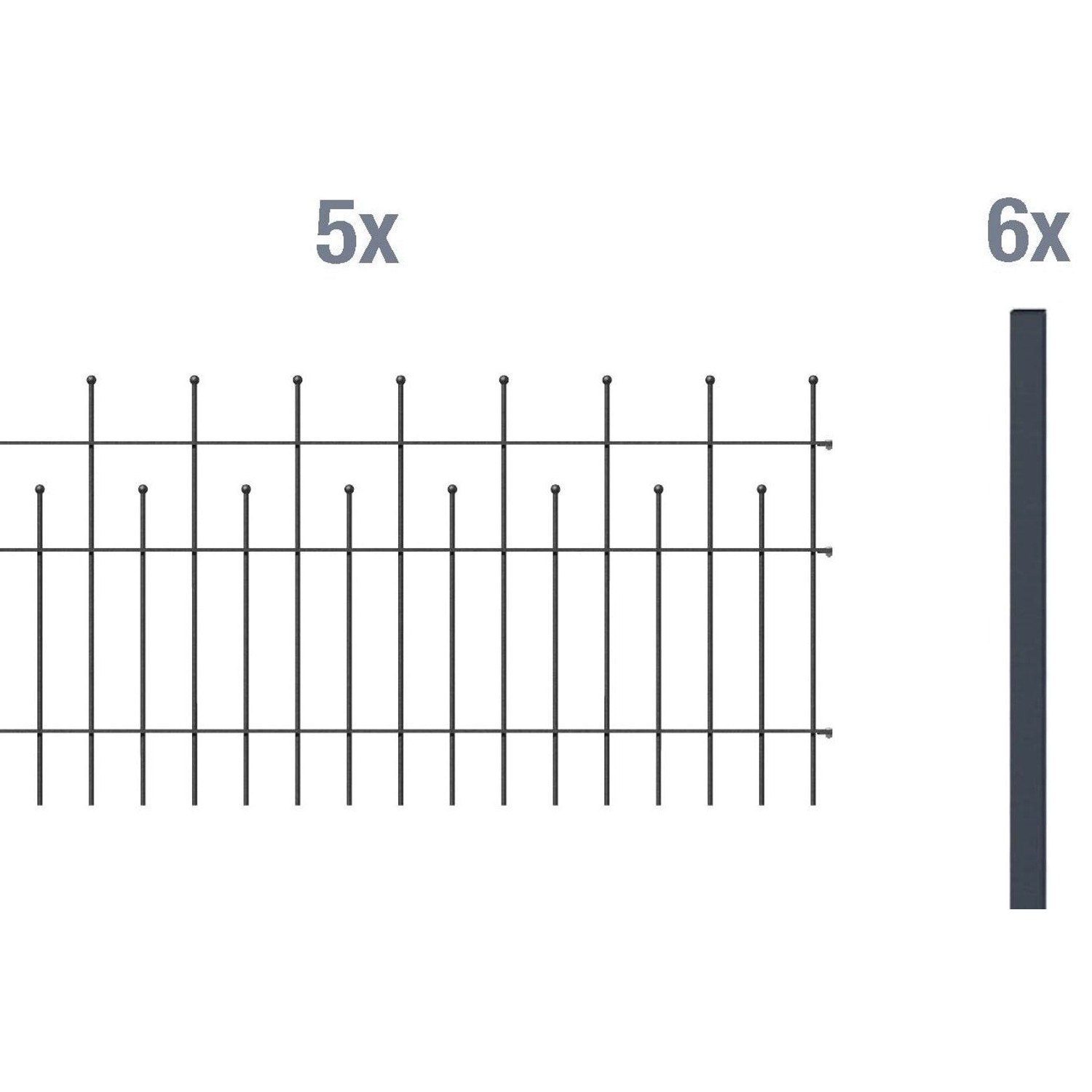 Metallzaun Grund-Set Madrid Anthrazit z. Aufschrauben 75 cm x 1000 cm