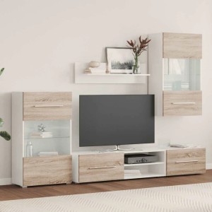 vidaXL 5-Tlg Wohnwand mit LED-Beleuchtung Sonoma-Eiche Holzwerkstoff 3324231