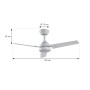 Weißer Lindby LED Deckenventilator Aerallo aus Metall mit integrierter Lampe, 105 cm Durchmesser, modern für Wohnzimmer.