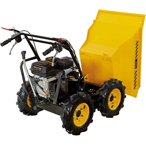 Güde Allraddumper GAD 400.1/4x4 in Gelb-Schwarz, ein Baugerät für den Transport von Schüttgütern.