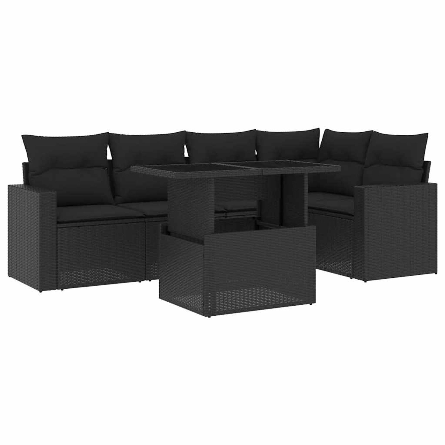 vidaXL 6-Tlg Garten-Sofagarnitur mit Kissen Schwarz Poly Rattan 3267255 günstig online kaufen
