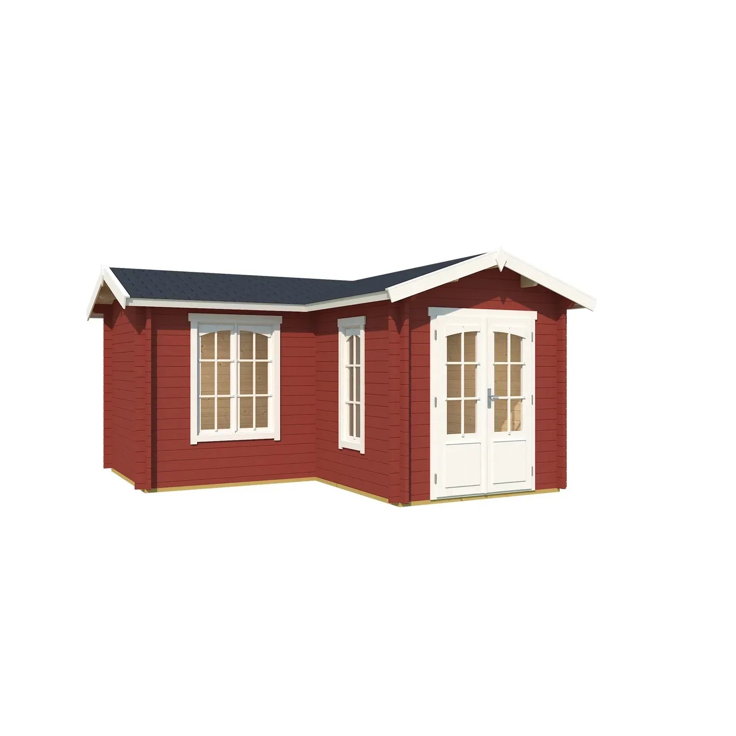 Lasita Maja Gartenhaus Portsmouth 44, schwedenrot, 400x400 cm. Holz-Gartenhaus mit Doppeltür und Fenster.
