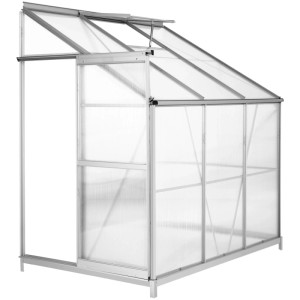 Tectake Anlehngewächshaus mit Alu-Rahmen, transparent, mit Fundament, 192x128x202 cm.