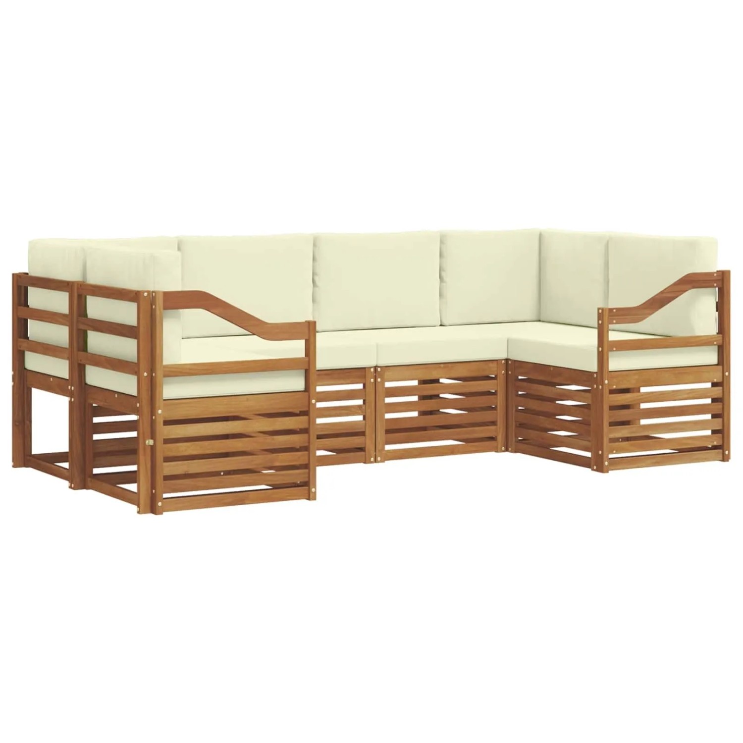 vidaXL Sofagarnituren 6 Tlg Natur und Creme Massivholz Akazie 3375385