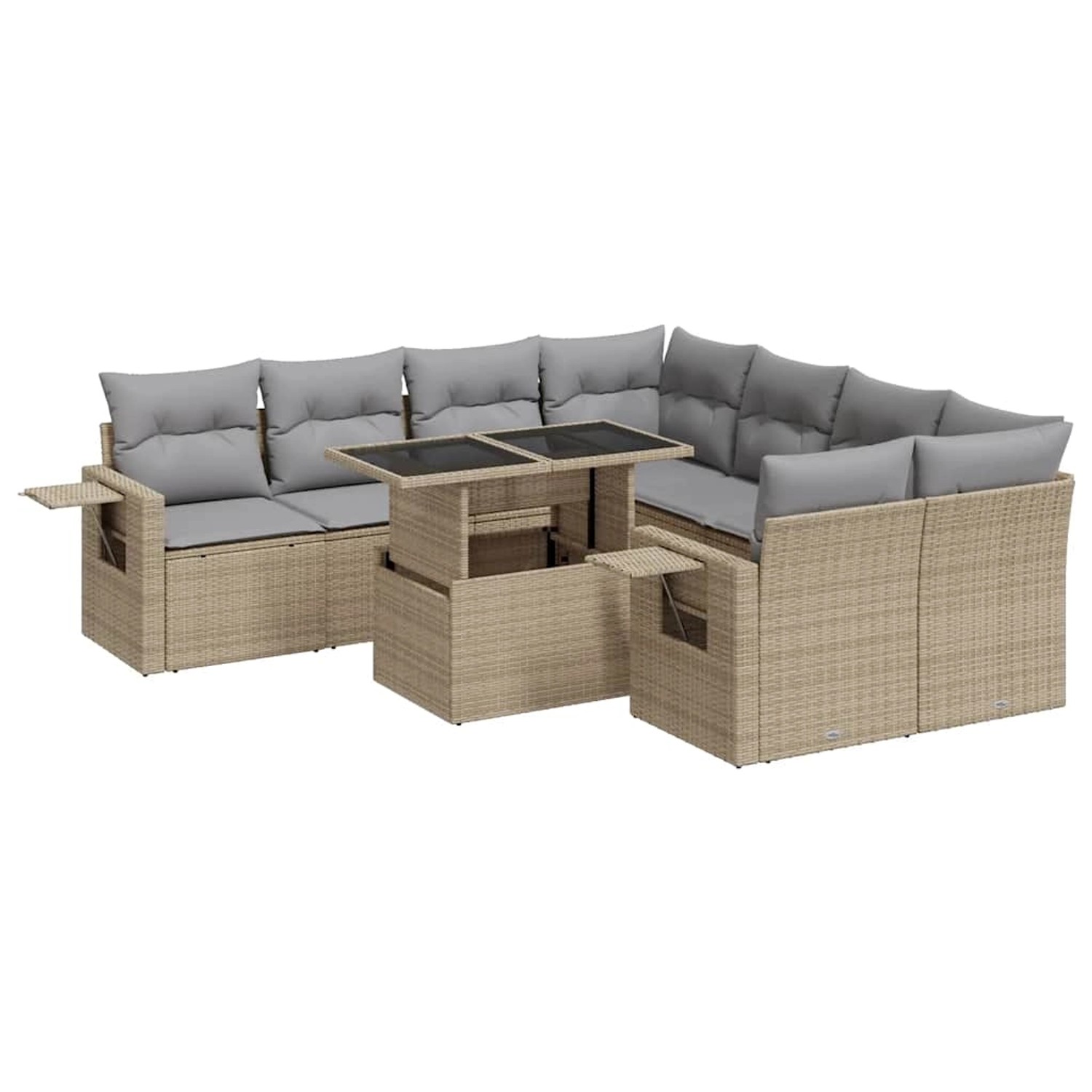 vidaXL 9-Tlg Garten-Sofagarnitur mit Kissen Beige Poly Rattan 3326450 günstig online kaufen