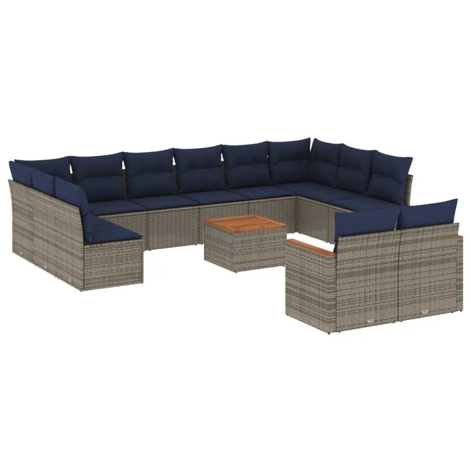 vidaXL 13-Tlg Gartensofa-Set mit Kissen Grau Polyrattan 3226453 günstig online kaufen