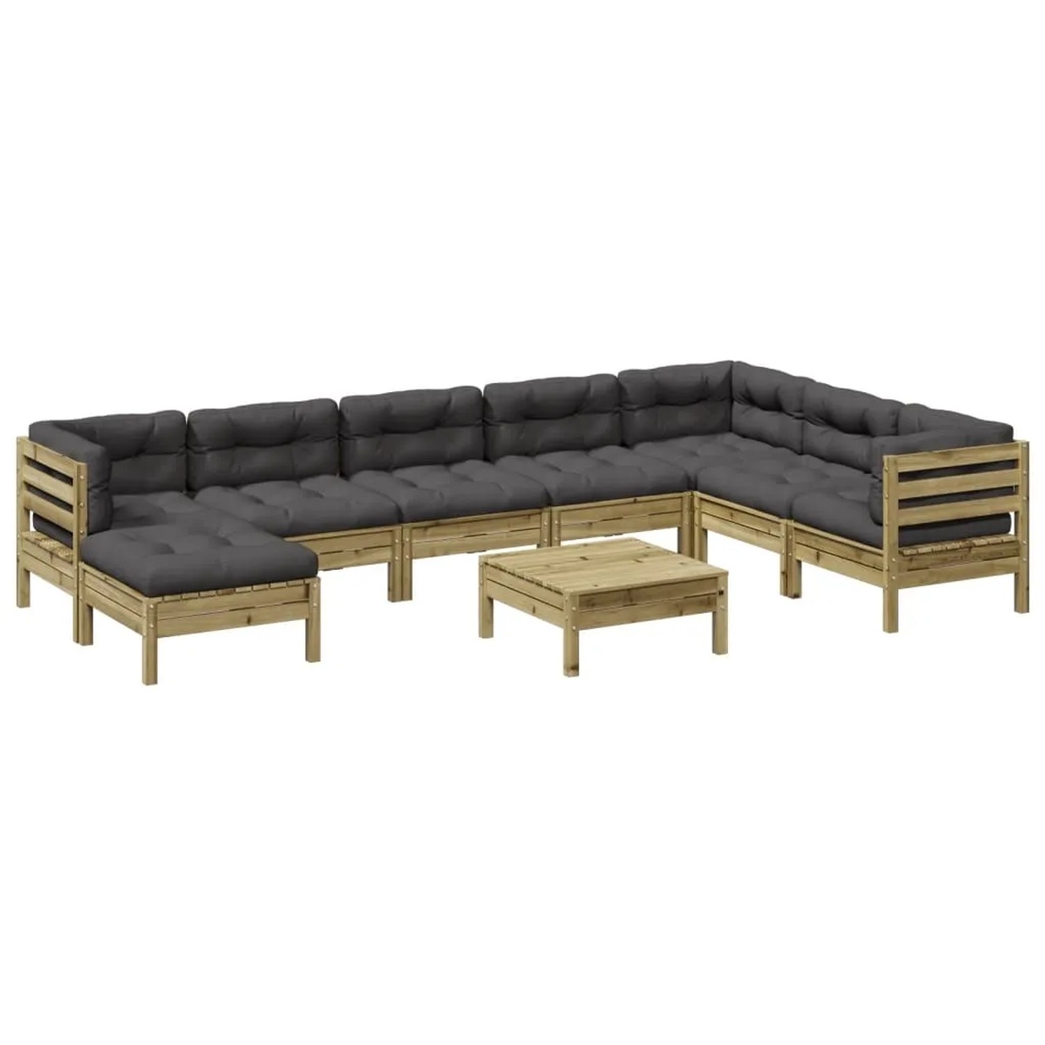 vidaXL 9-Tlg Garten-Sofagarnitur mit Kissen Kiefernholz Imprägniert 3299591 günstig online kaufen
