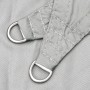 Hellgraues Sonnensegel aus Polyester Oxford mit verstärkter Ecke und robustem D-Ring zur Befestigung.