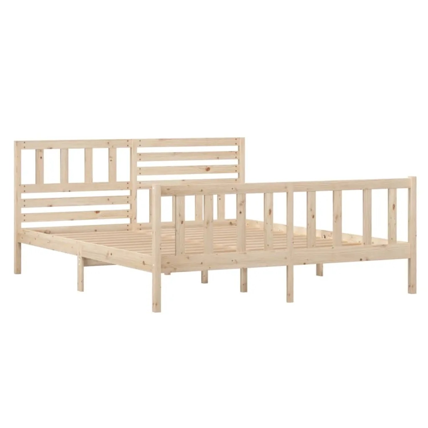 vidaXL Massivholzbett, 135x190 cm, Doppelbett, Kiefernholz natur, mit Lattenrost und Kopf-/Fußteil.