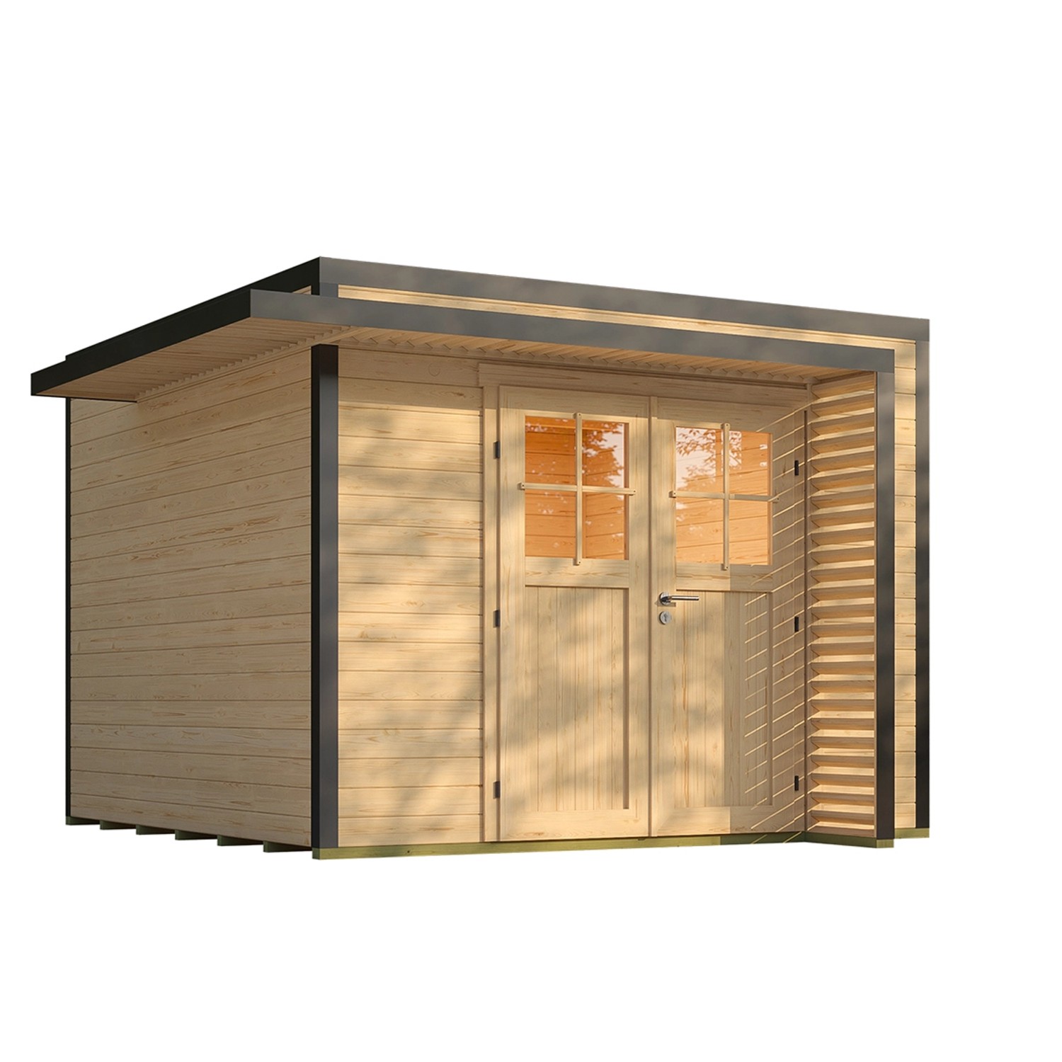 Weka Gartenhaus Amberley Doppeltür Naturbelassen 300 cm x 300 cm günstig online kaufen