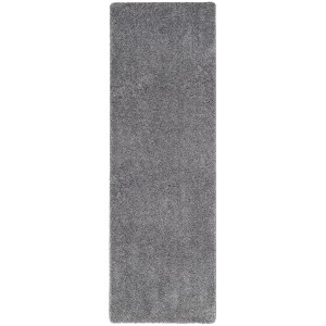 Grauer Langflor Teppichläufer Milano, 80x320cm, geeignet für Fußbodenheizung.