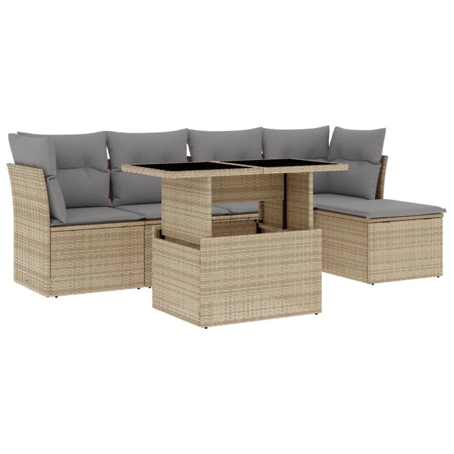 vidaXL 6-tlg Garten-Sofagarnitur mit Kissen Beige Poly Rattan Modell 338 günstig online kaufen