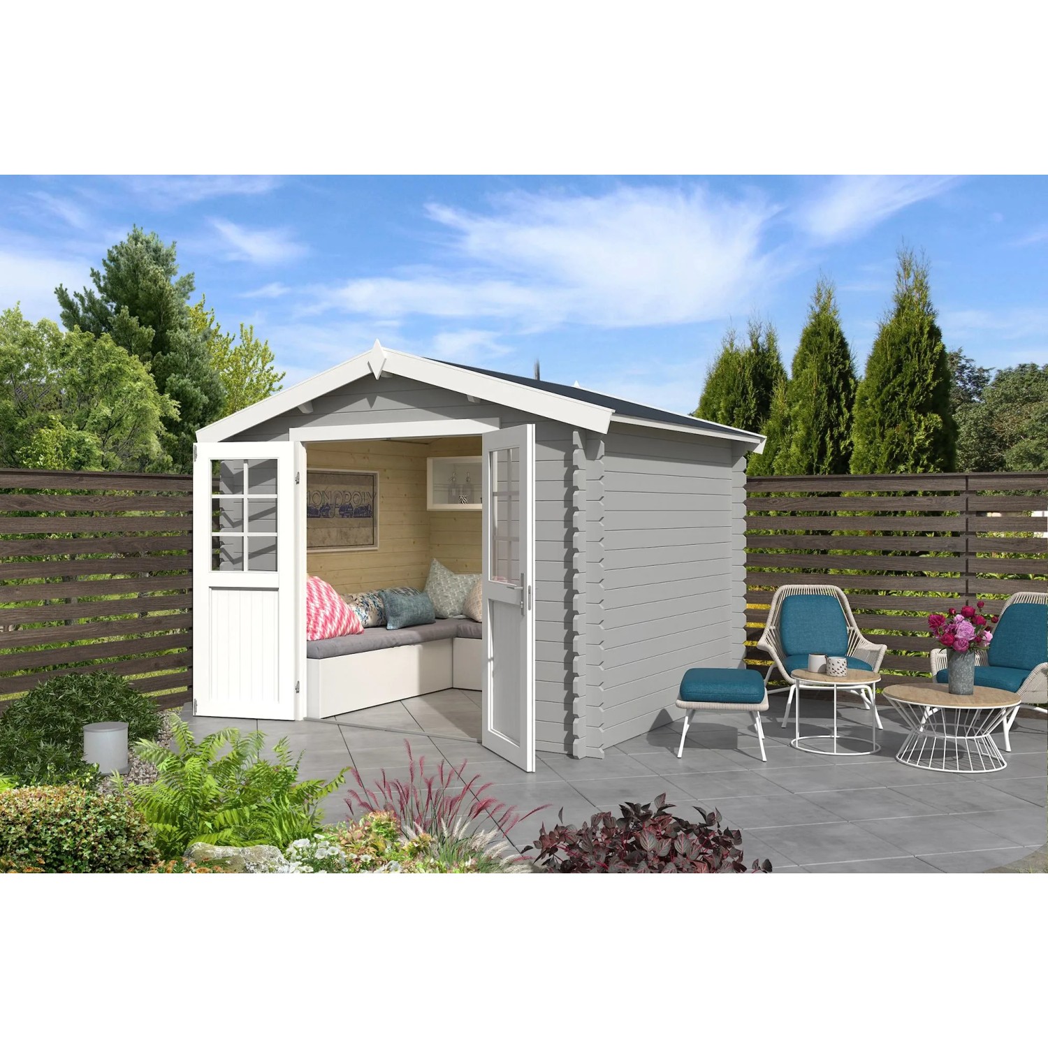 Lasita Gartenhaus Norah 230 Lichtgrau 275 cm x 230 cm