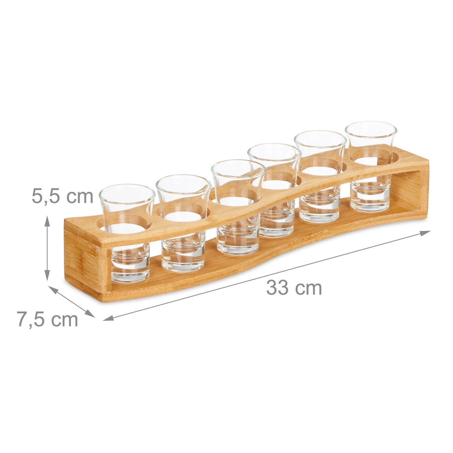 Relaxdays Schnapsbrett Bambus Natur mit 6 Gläsern 33 cm x 7,5 cm x 8 cm 680 g_4
