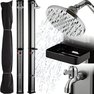 holz4home Solardusche mit Schutzhülle, Gartendusche für Pool und Camping, 40 Liter.